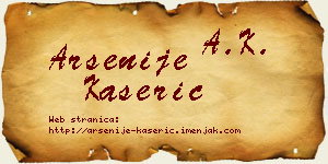 Arsenije Kašerić vizit kartica